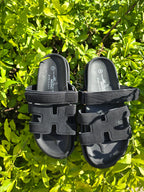 Women's Cut Out Slide Sandals- Comfortable Flat Summer Shoes
