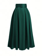 High-Waist Belted A-Line Maxi Skirt – Elegant Flowy Style