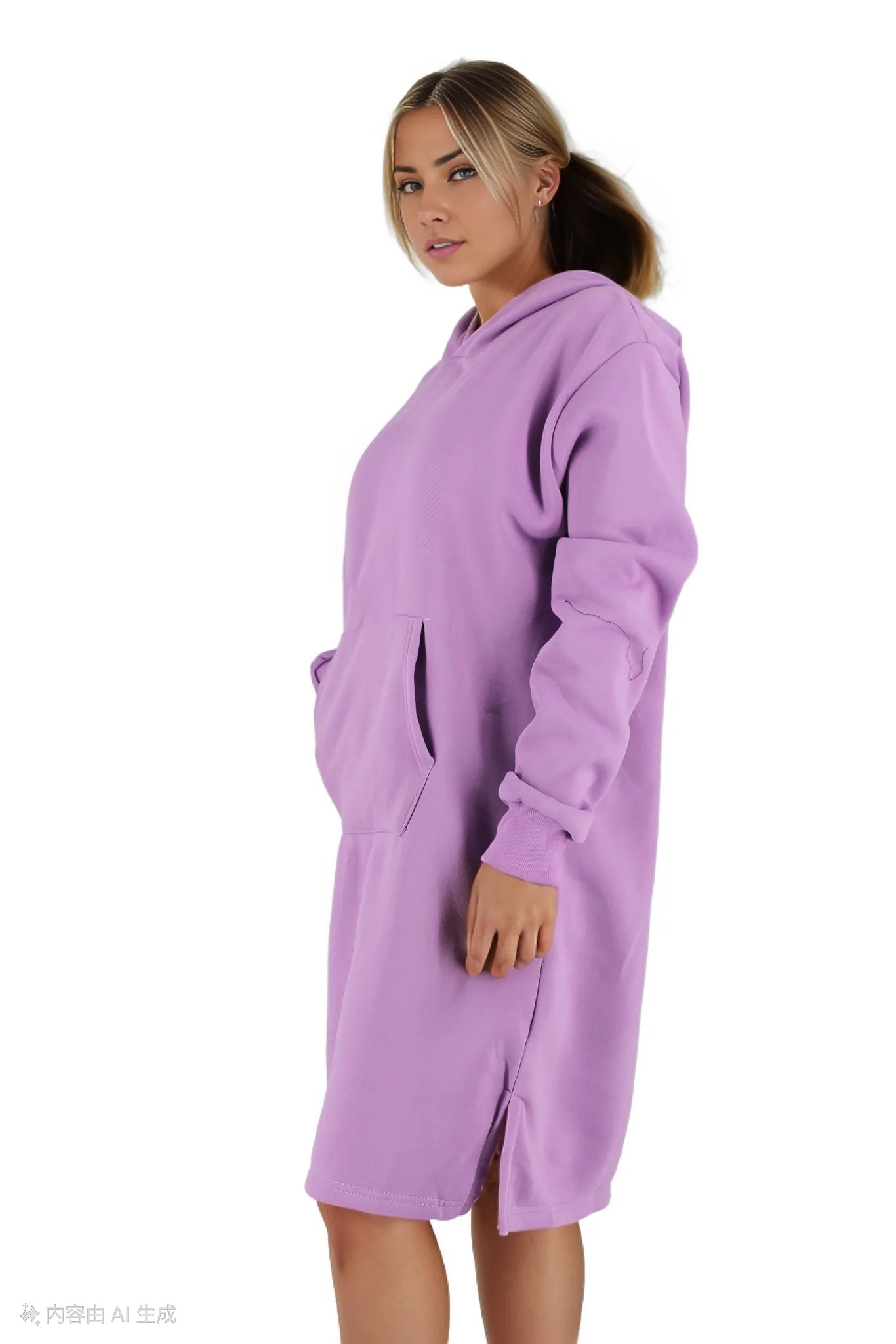 Jersey Hoodie Knee Length Dress