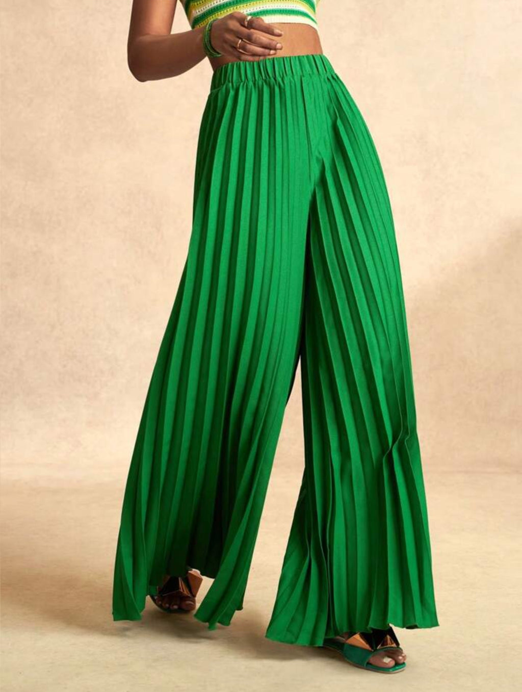 High Waist Pleated Wide Leg Pant