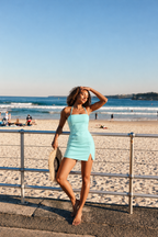 Square-Neck With Slit Mini Dress