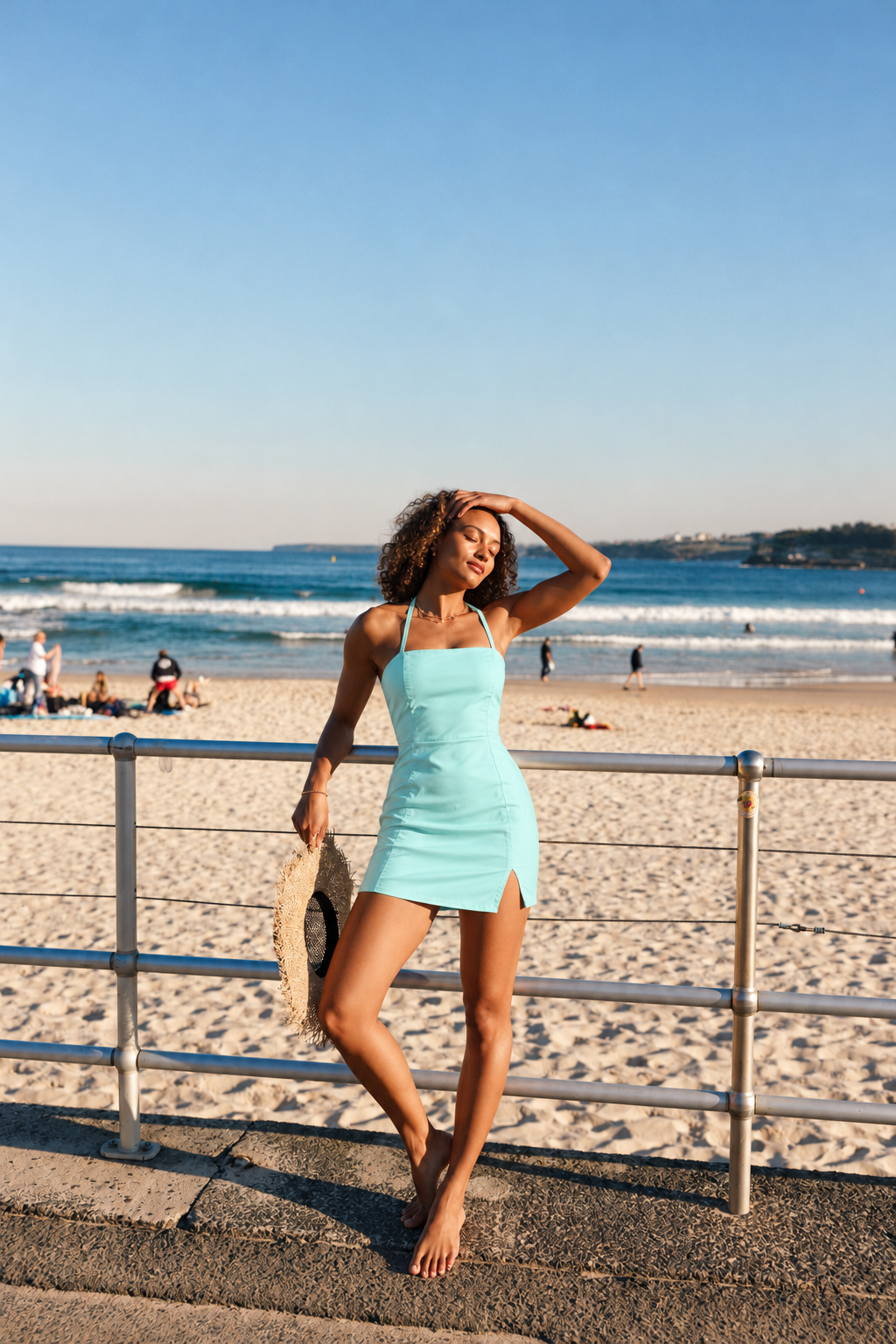 Square-Neck With Slit Mini Dress