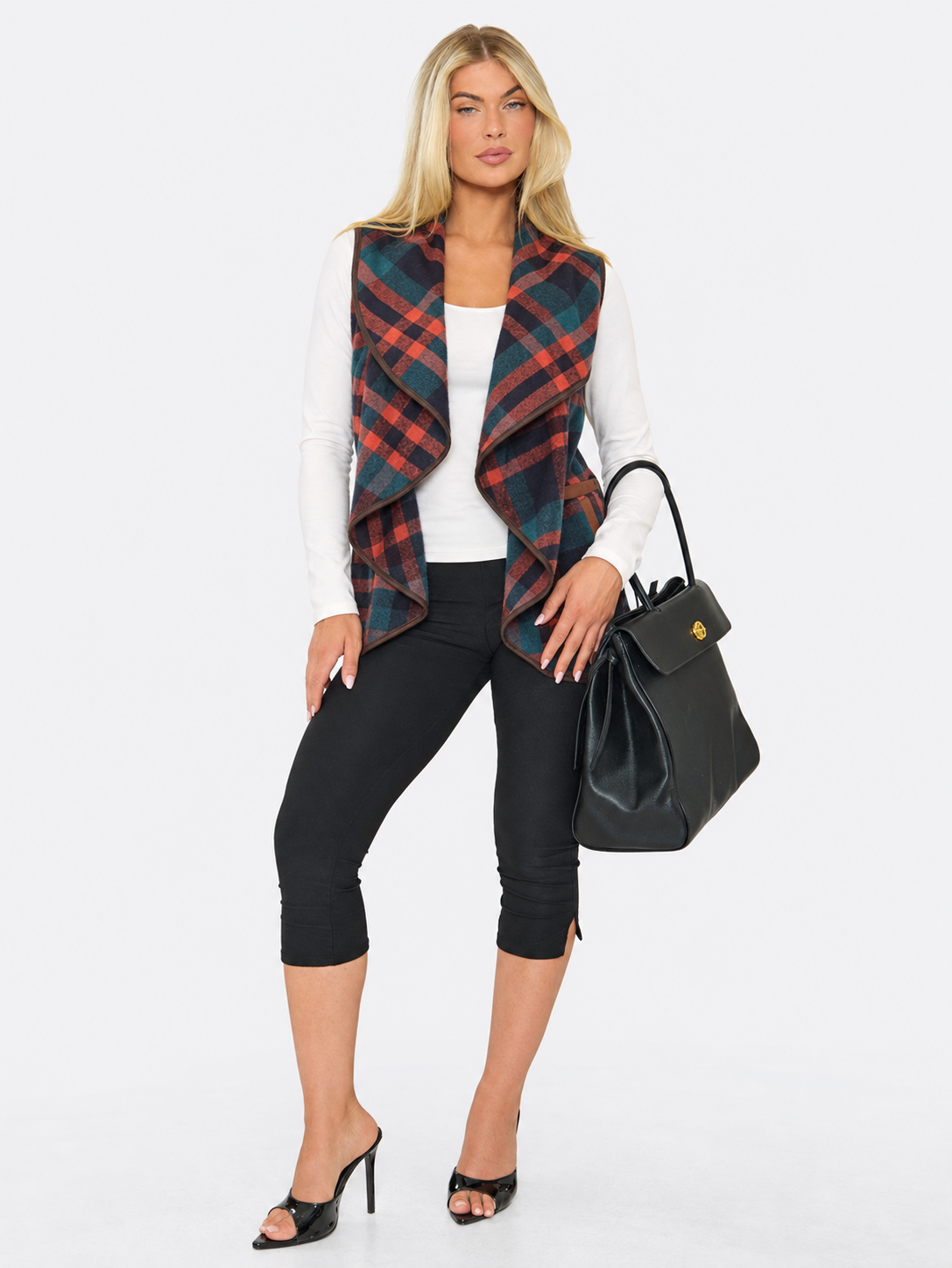 Plaid Sleeveless Jacket