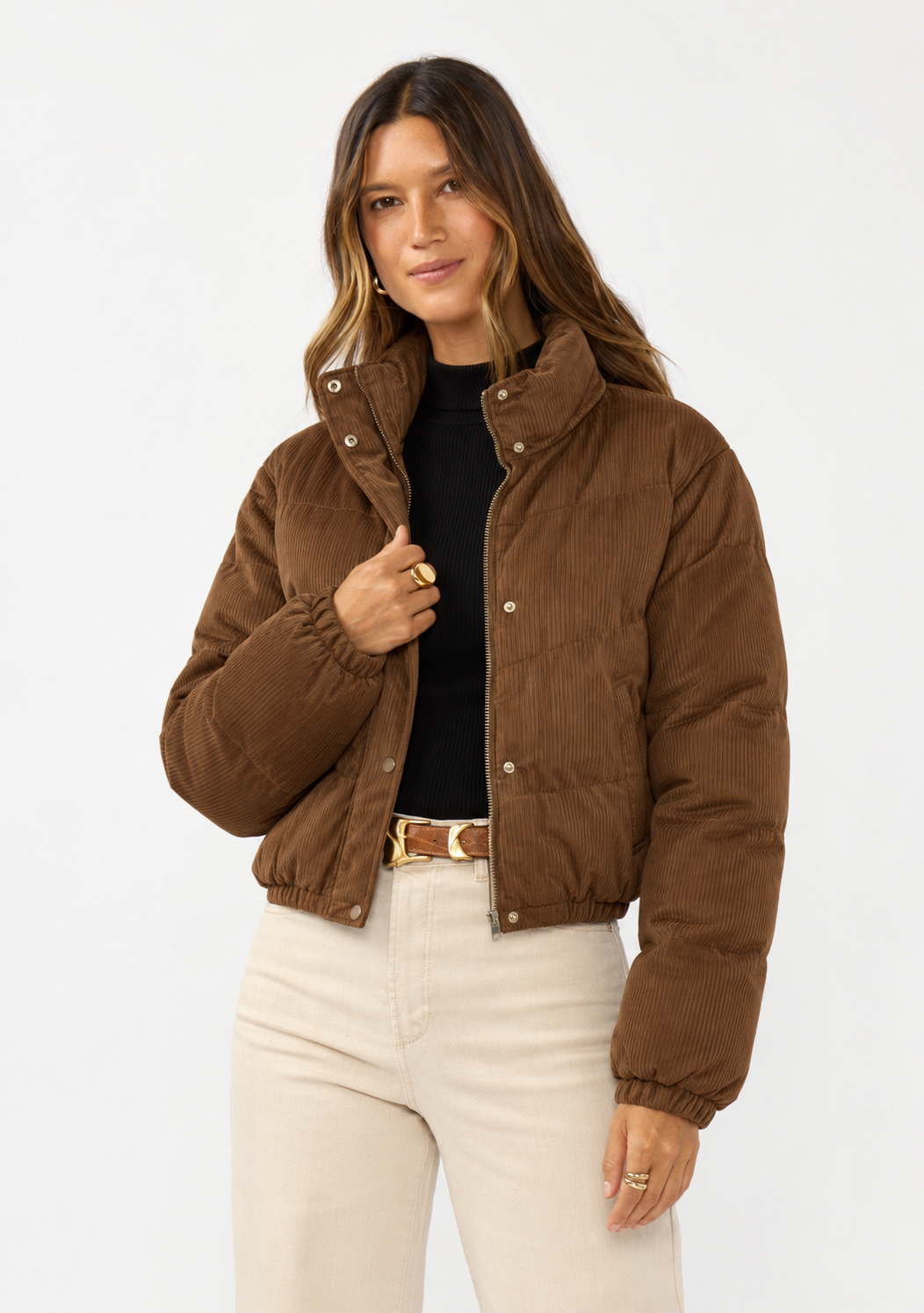 Corduroy Crop Padded Jacket