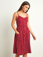 Polka Dot & Daisy Print Button Front Cami Dress