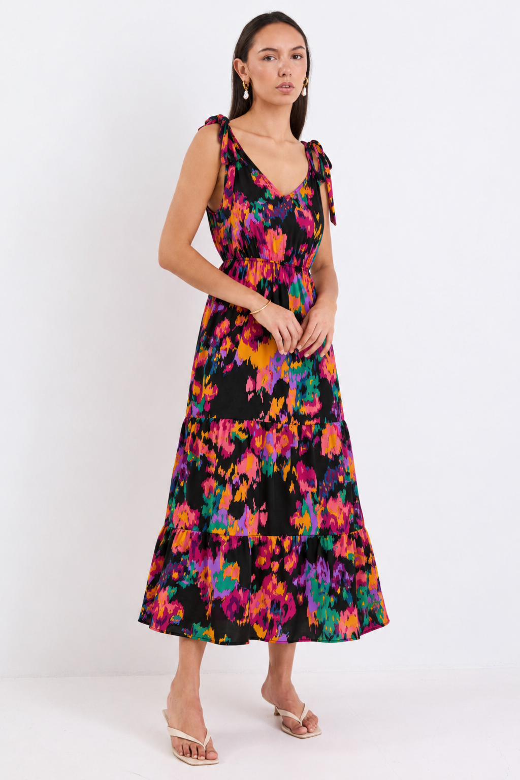 Floral Open-Back Maxi Dress