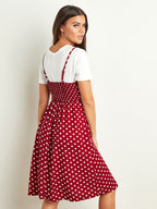 Polka Dot & Daisy Print Button Front Cami Dress