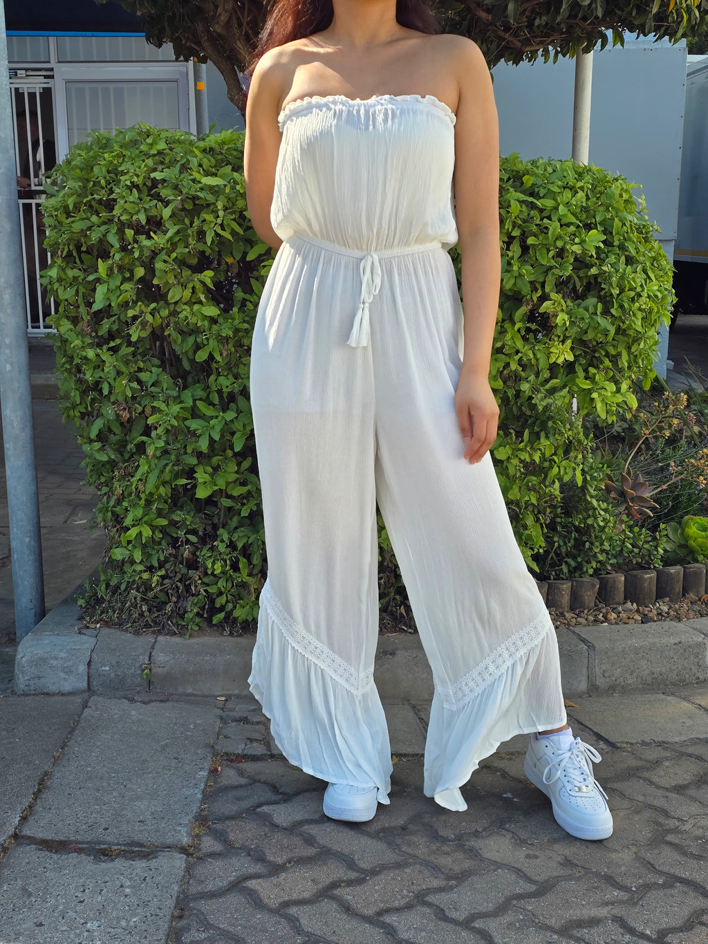Effortless Summer Chic Ruffled  Strapless Tube umpsuit