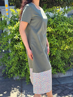 Floral print contrast binding dress