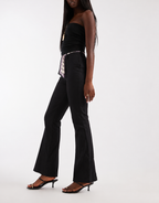 Scarf-Belt Flared Trousers