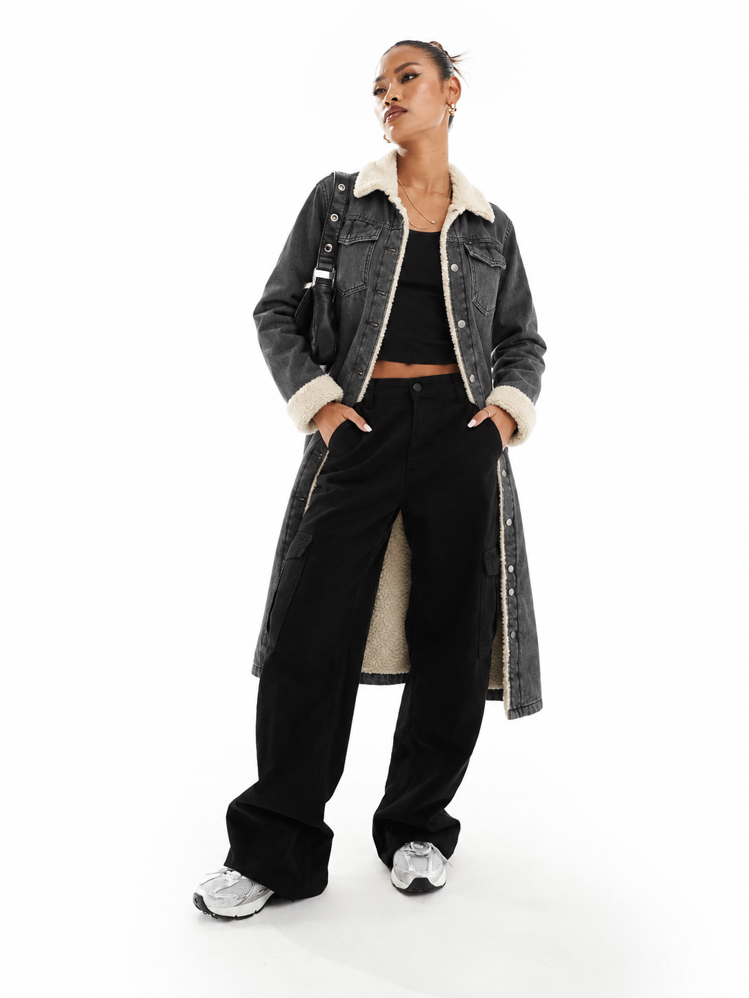 Sherpa-Lined Denim Coat