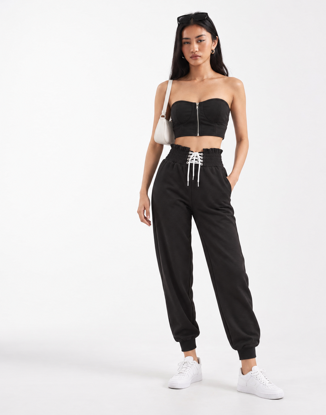 Strapless Crop Top and Joggers Set