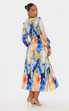 Watercolour Print Cutout Maxi Dress