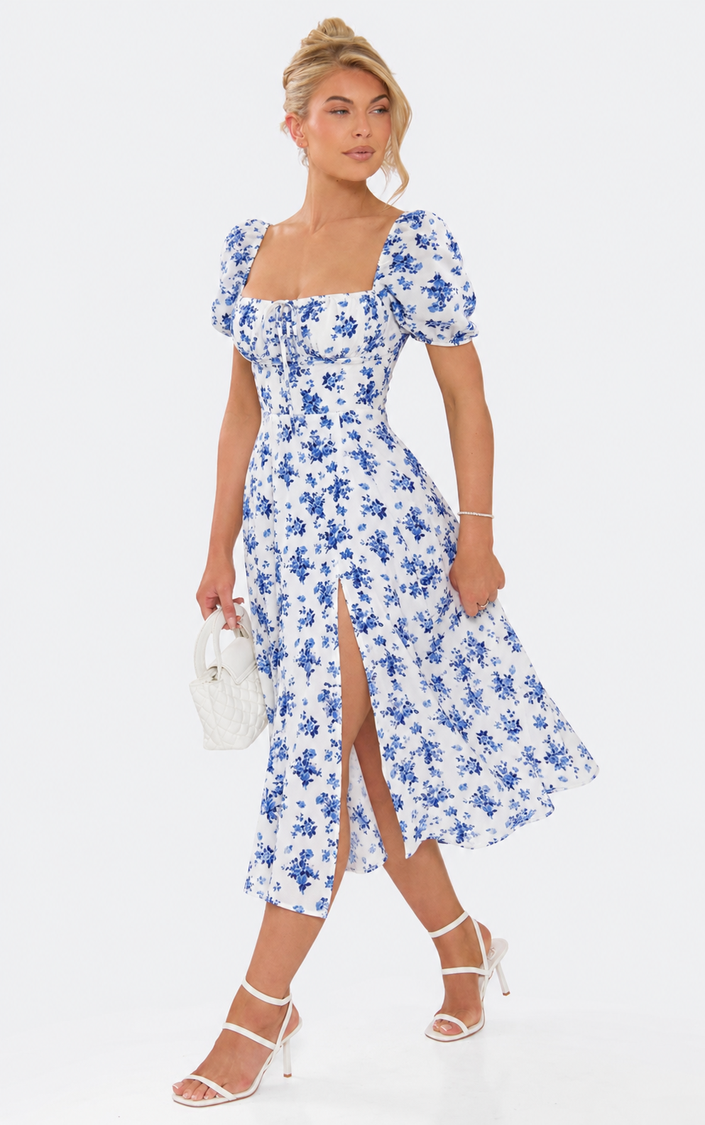 Ditsy Floral Slit Midi Dress