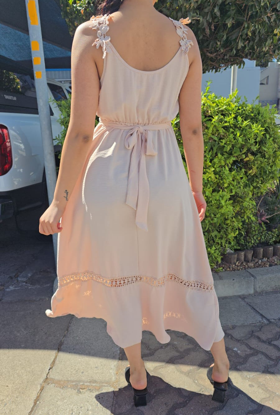 Floral Strap Belted Maxi Dress