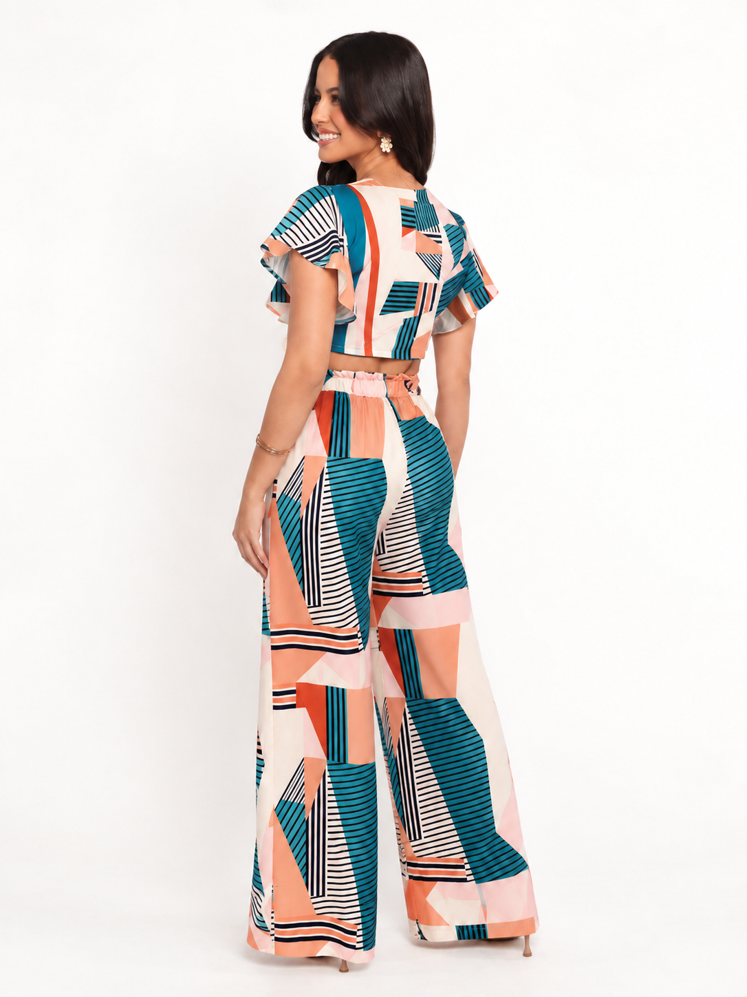 Abstract Wrap  Women's Top and Trouser Set