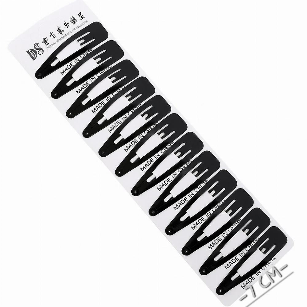 12-Piece Black Hair Clips Set – Durable Metal Snap Clips for Everyday Use
