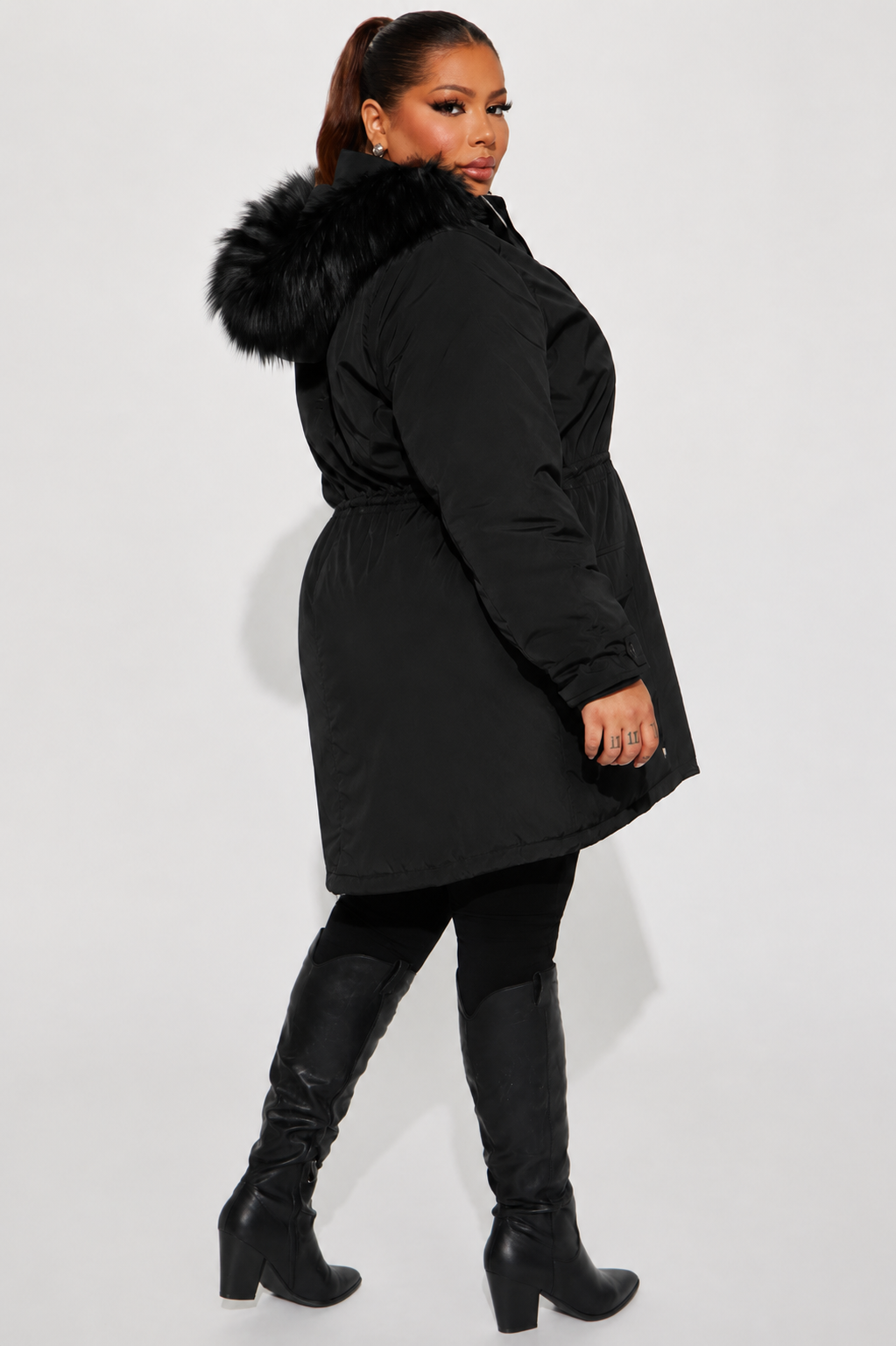 Women’s Winter Parka Jacket with Faux Fur Hood