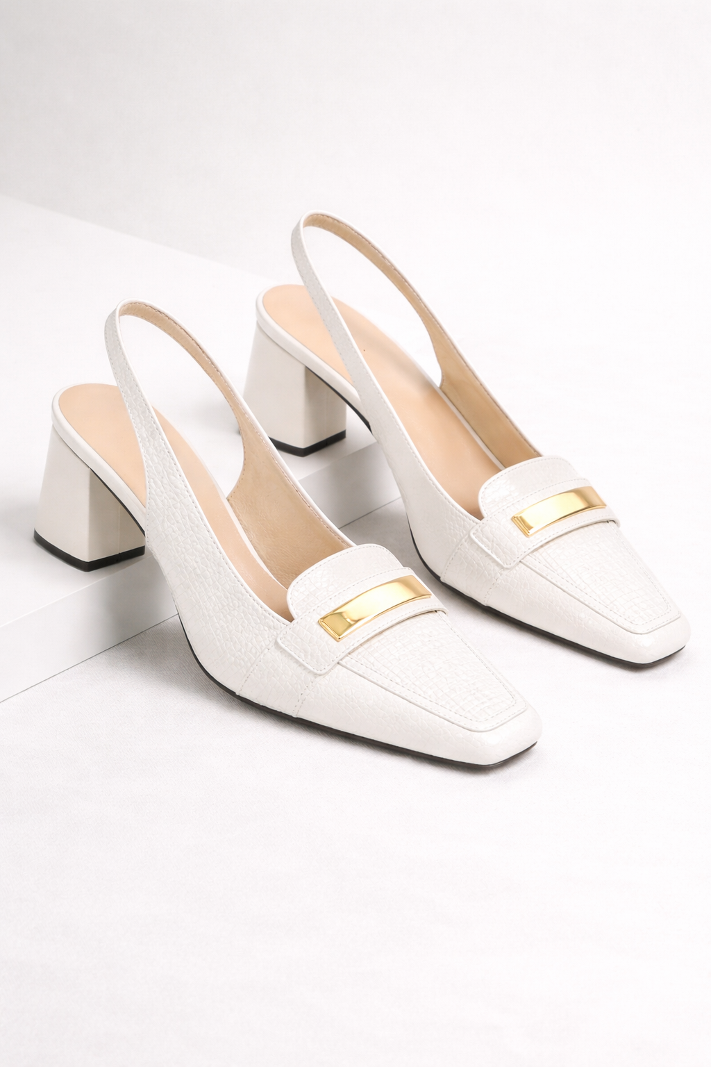 Slingback Block Heels – Square Toe Polished Office & Casual Foot