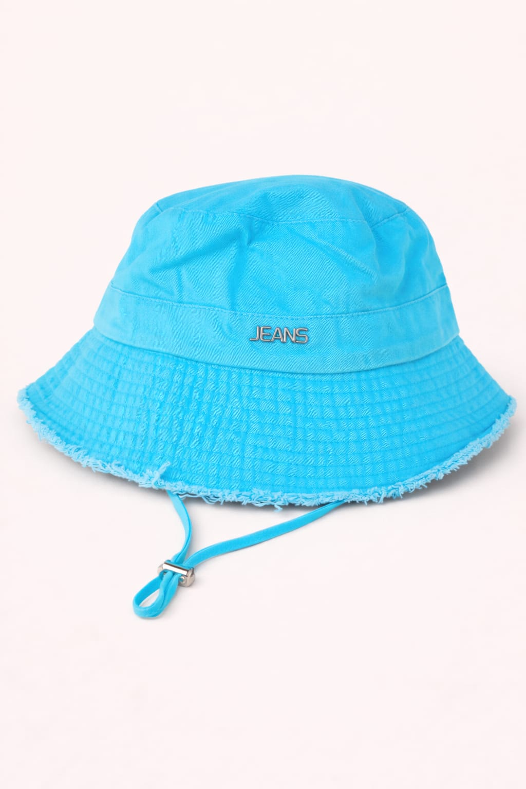 Frayed Edge Cotton Bucket Hat with Chin Strap