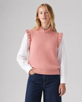 Cute Ruffle Knitted Top with Integrated Long Sleeves