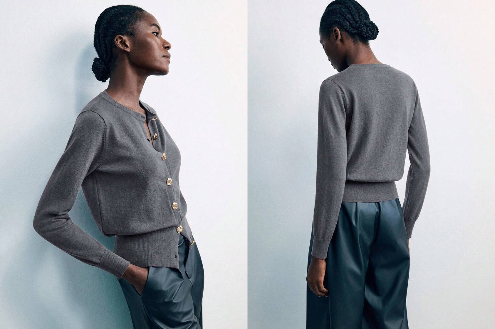 classic Metal Button Decorated Knit Cardigan