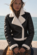 Teddy-Lined Faux Leather Jacket