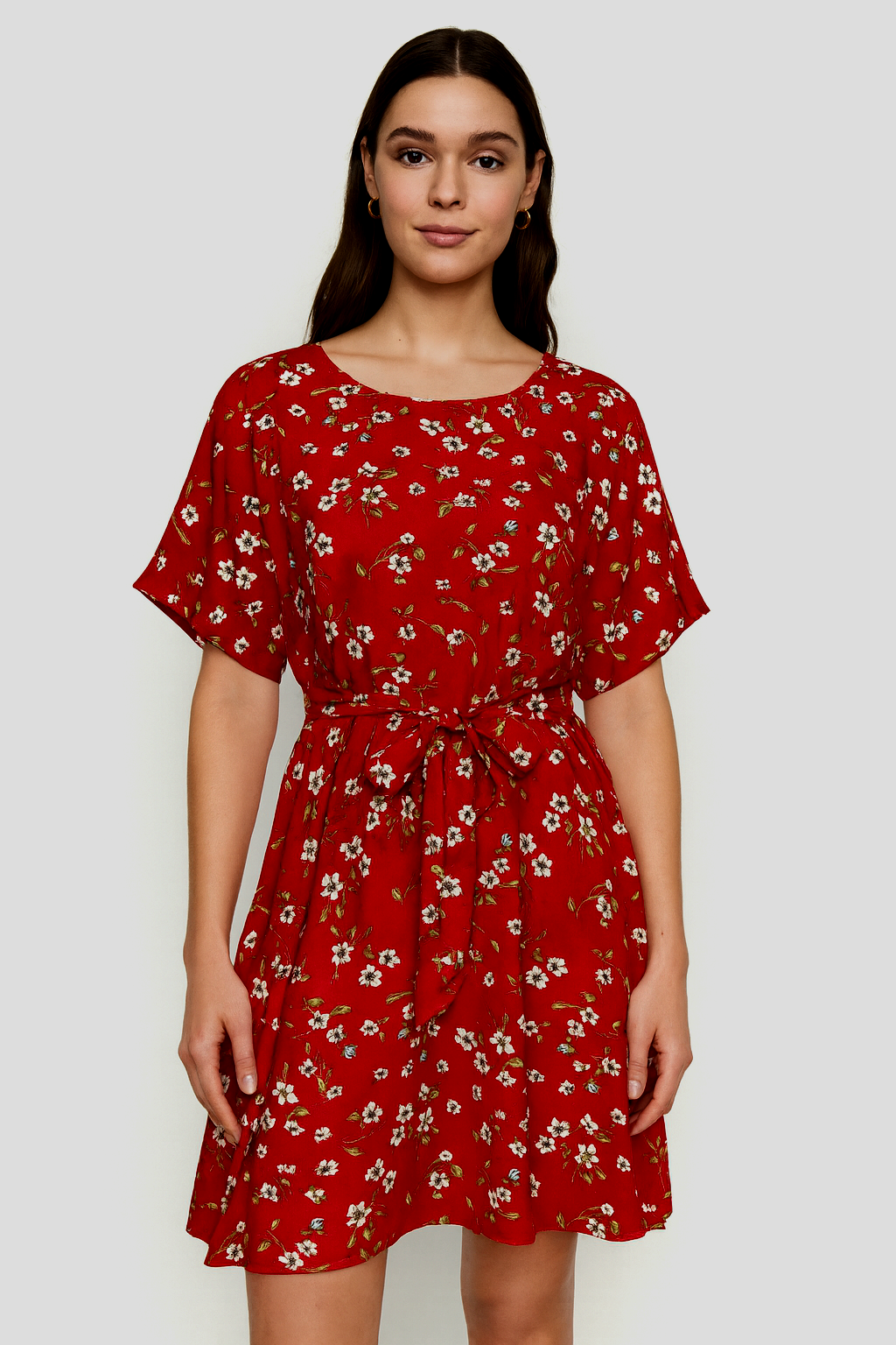 Floral Patterned Mini Dress with belt