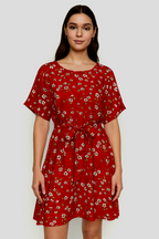 Floral Patterned Mini Dress with belt