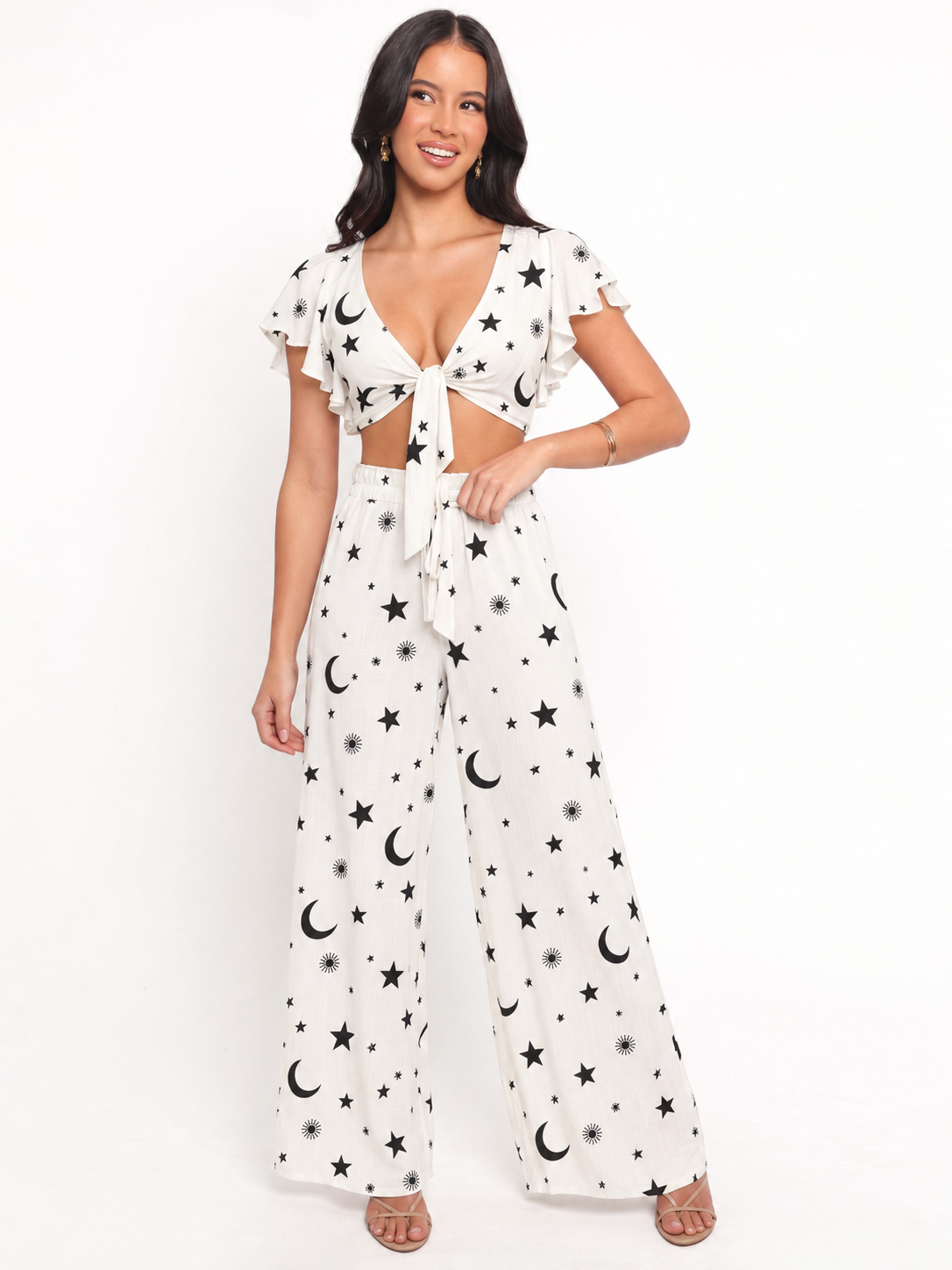 Abstract Wrap  Women's Top and Trouser Set