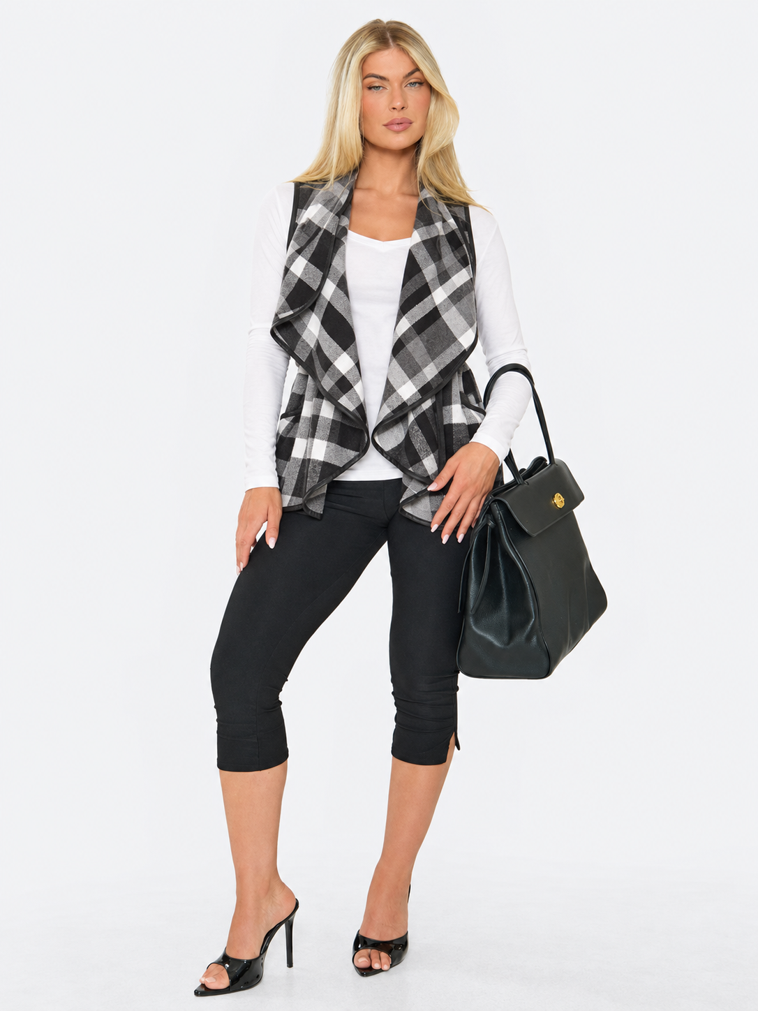 Plaid Sleeveless Jacket