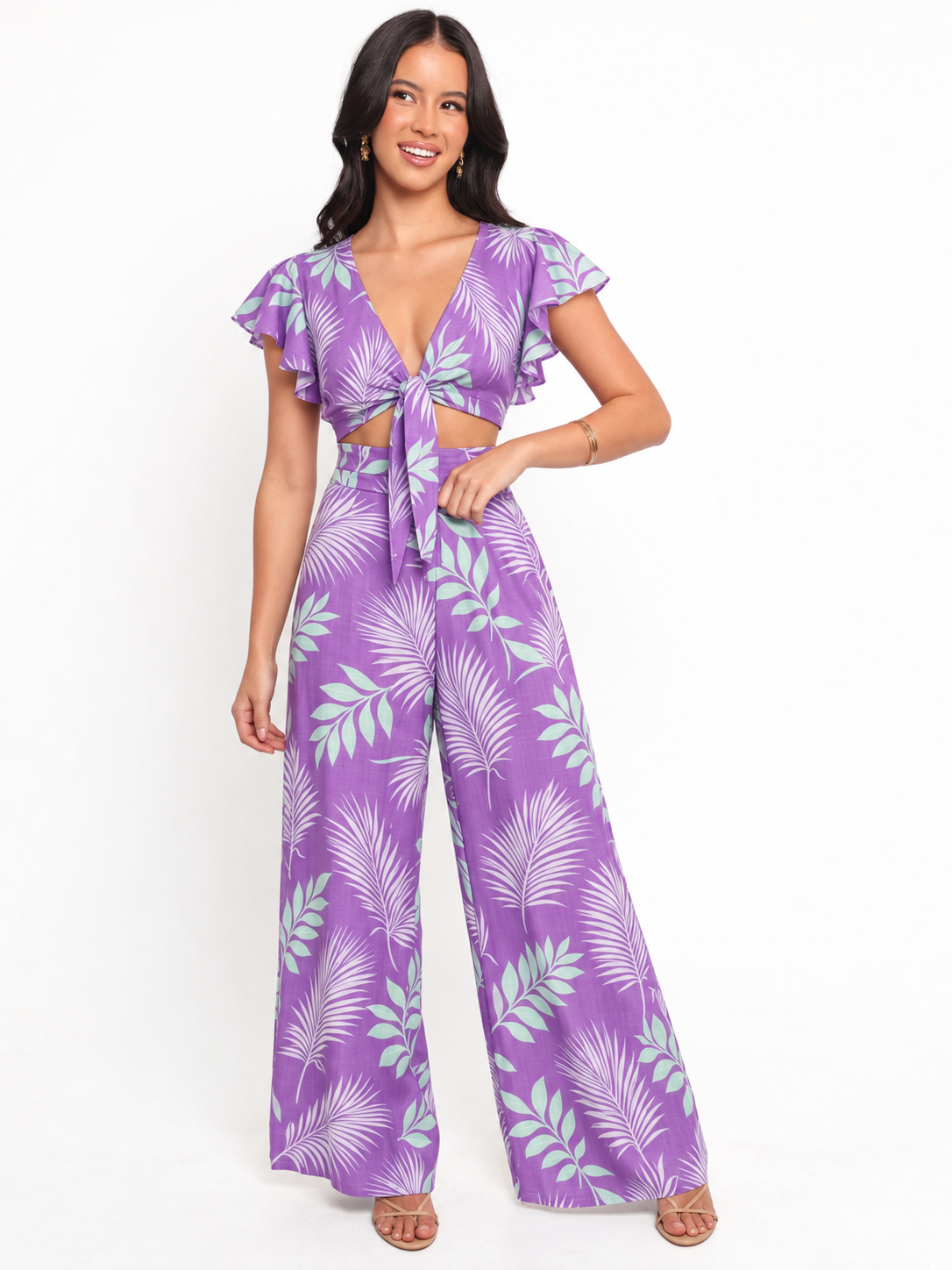 Abstract Wrap  Women's Top and Trouser Set
