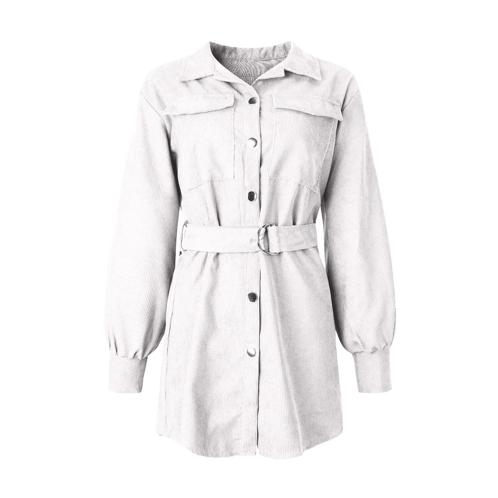 Corduroy Button-Down Belted Shirt Dress