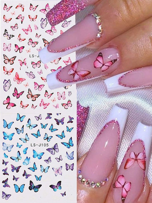 Premium Butterfly & Flower Nail Art Stickers | Unique Designs for Stunning Nails