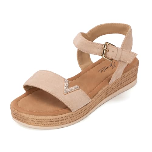 Women’s V-Strap Platform Sandals with Buckle