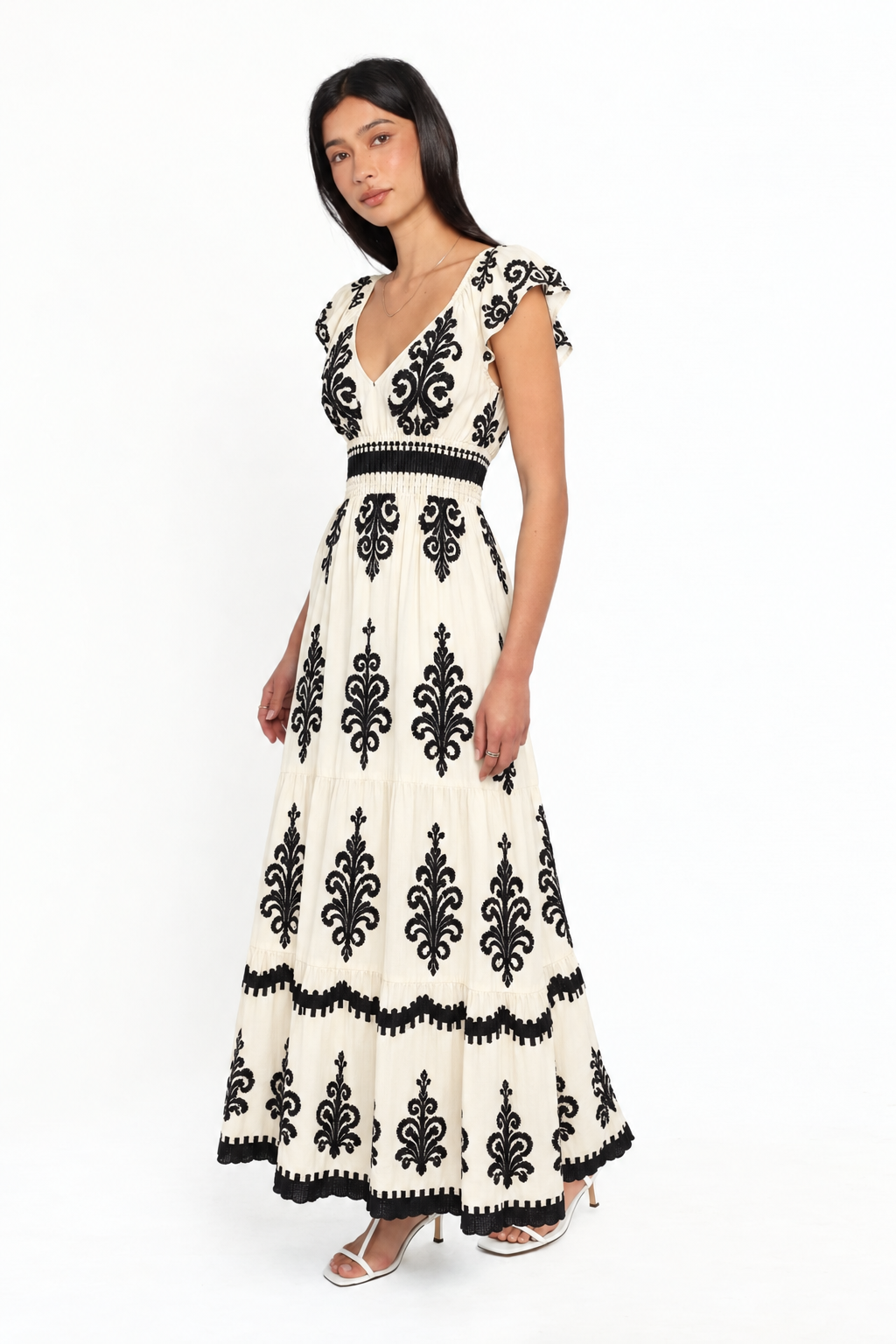 Refined Ornate Print Maxi Dress