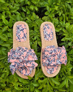 Floral Bow Slip-On Sandals – Casual Summer Flats