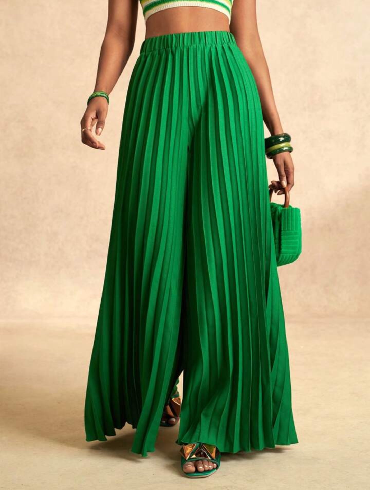 High Waist Pleated Wide Leg Pant