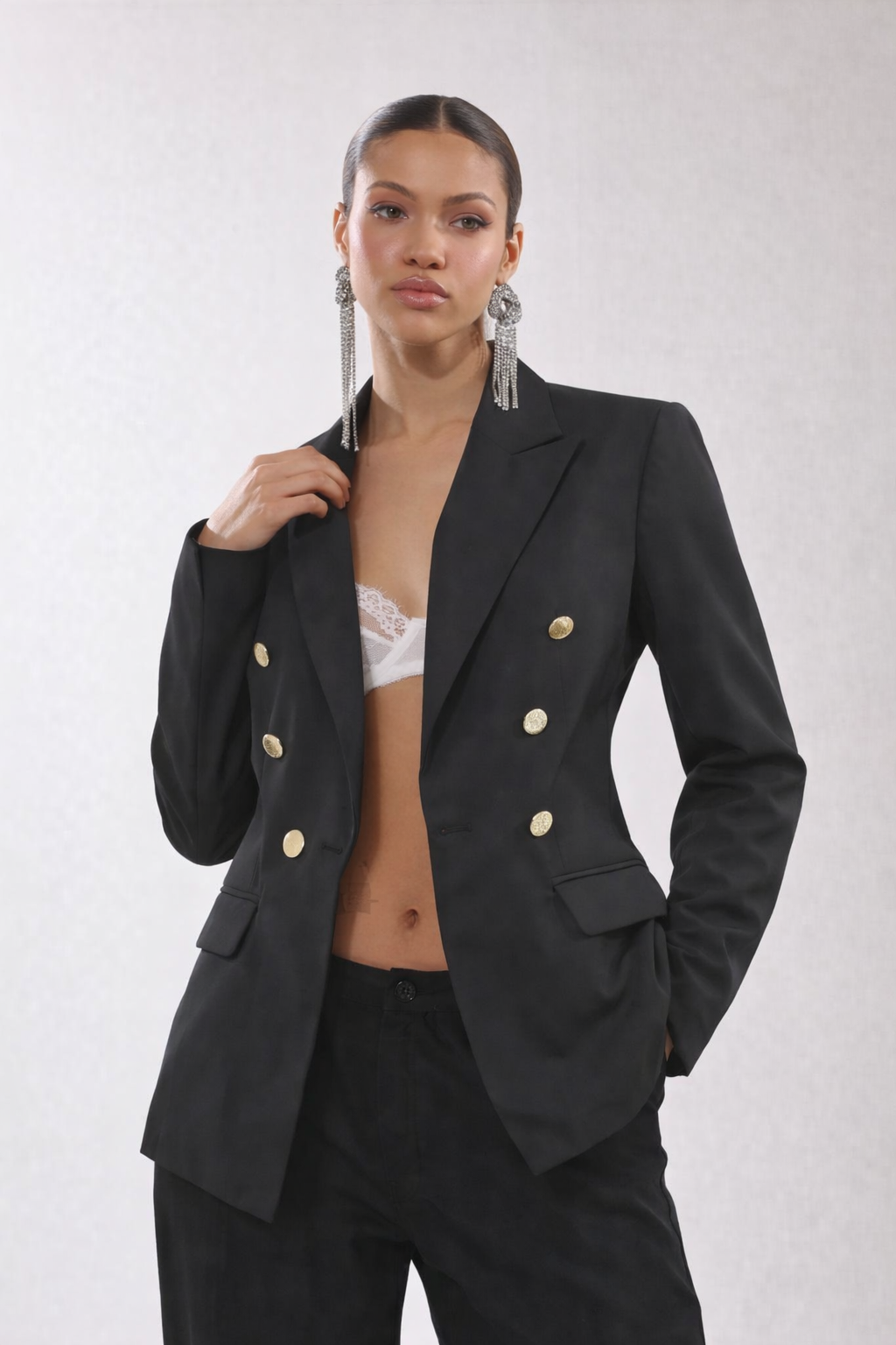 Double Breasted Blazer – Tailored Fit Gold Button Jacket