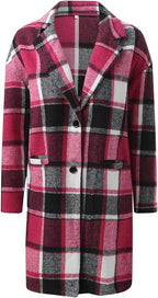 Plaid Wool Blend Coat – Classic Tailored Long Winter Jacket