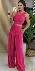 Sleeveless Wide Leg Two-Piece Set for Women