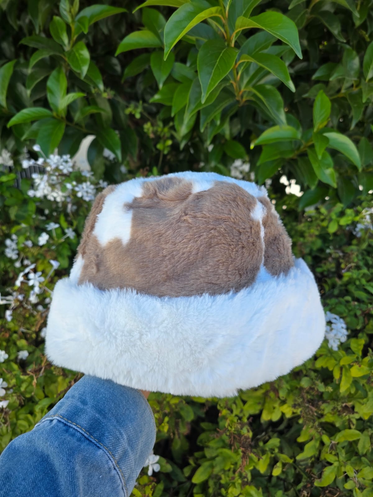 Cow Print Faux Fur Bucket Hat