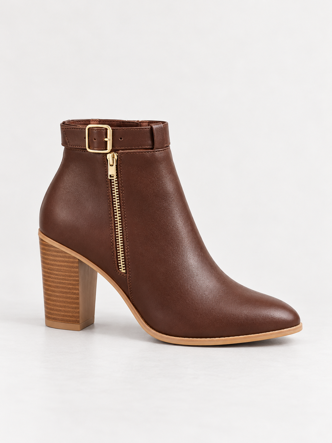 Buckled Block-Heel Ankle Boots