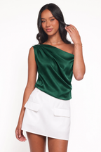Lustre Asymmetric Satin Blouse