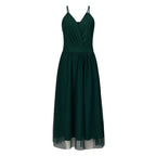 Pleated Mesh Evening Maxi Dress