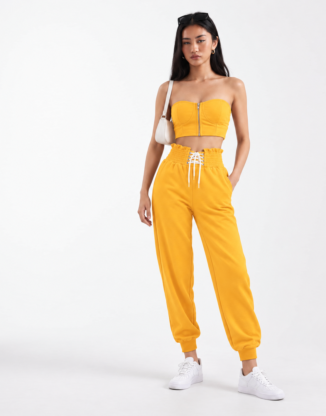 Strapless Crop Top and Joggers Set