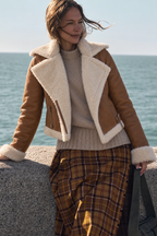 Teddy-Lined Faux Leather Jacket