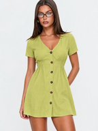 High Waist Gathered Empire Mini Dres