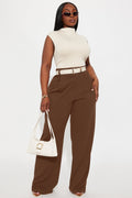 High Waist Wide Leg Formal Pants for Women with belt