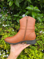 Women’s Buckle Strap Ankle Boots – Casual Low Heel Winter Boots